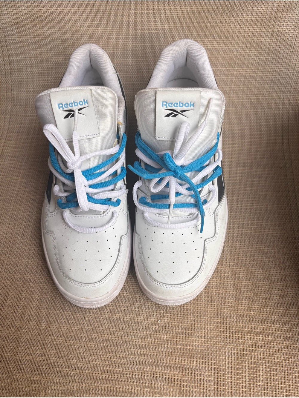 Reebok White Sneakers with Blue Accents